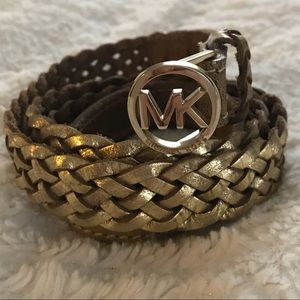 Michael Kors metallic gold woven belt